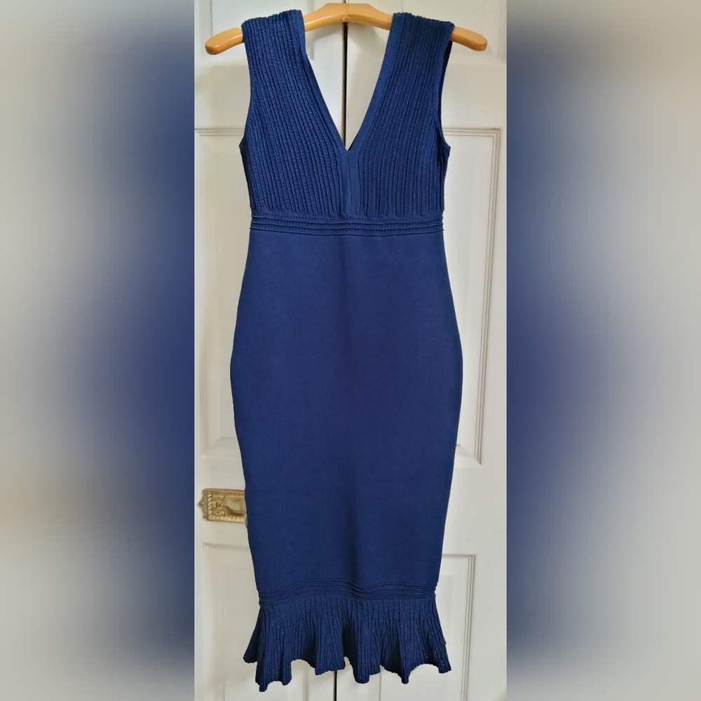 Eva Mendes Navy Sweater Dress